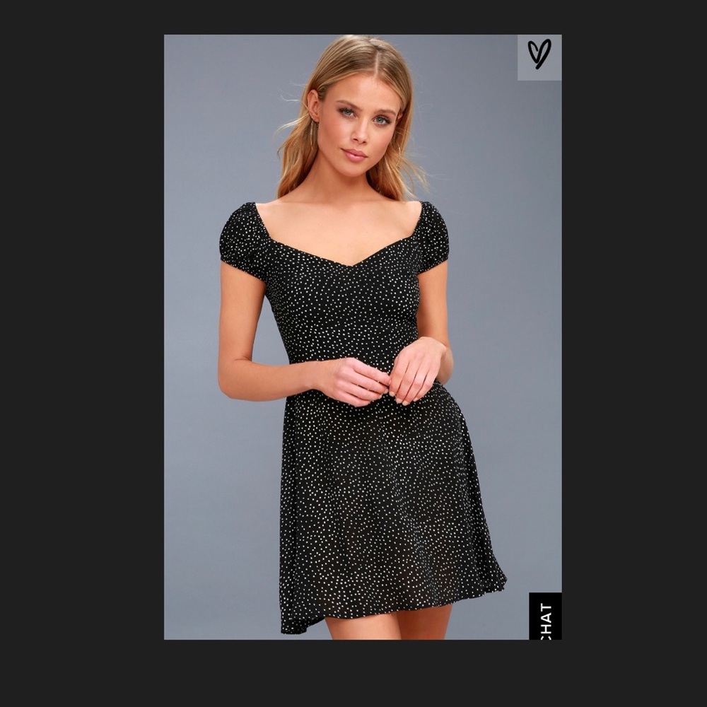 Lulus Black and White polka dot skater dress - M